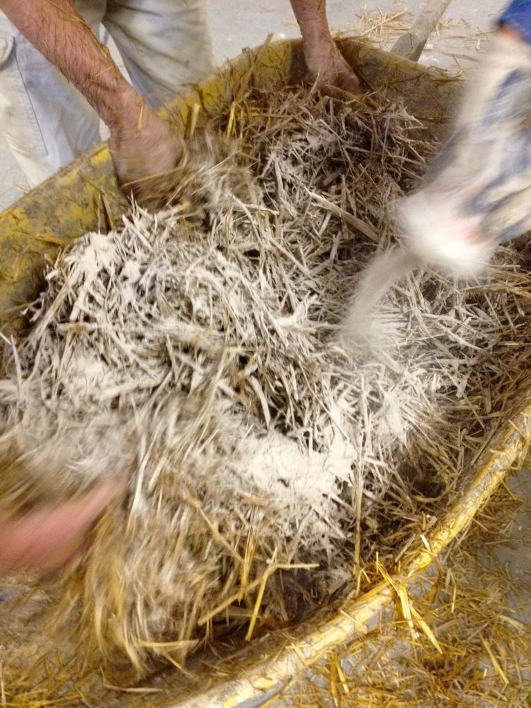 Mixing straw and clay