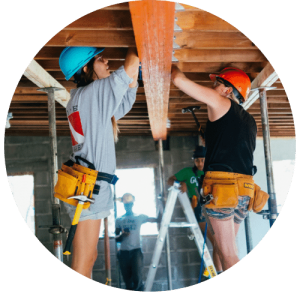 two women working in construction